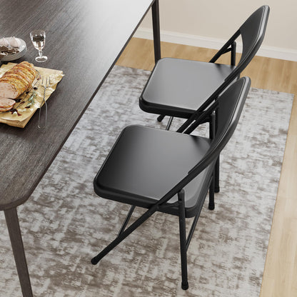 8 Pack All-Steel Folding Chairs Set of 8, Heavy Duty Metal Foldable Dining Chair with Backrest, Hold Up to 350 LBS, Black Portable Fold Chair for Home, Office, Indoor & Outdoor Events