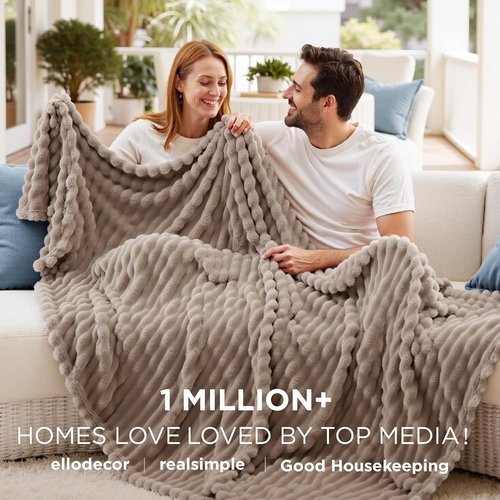 Bedsure GentleSoft Fleece Blanket - Cozy Light Brown Throw for Couch, Perfect 60x80 Inches Size