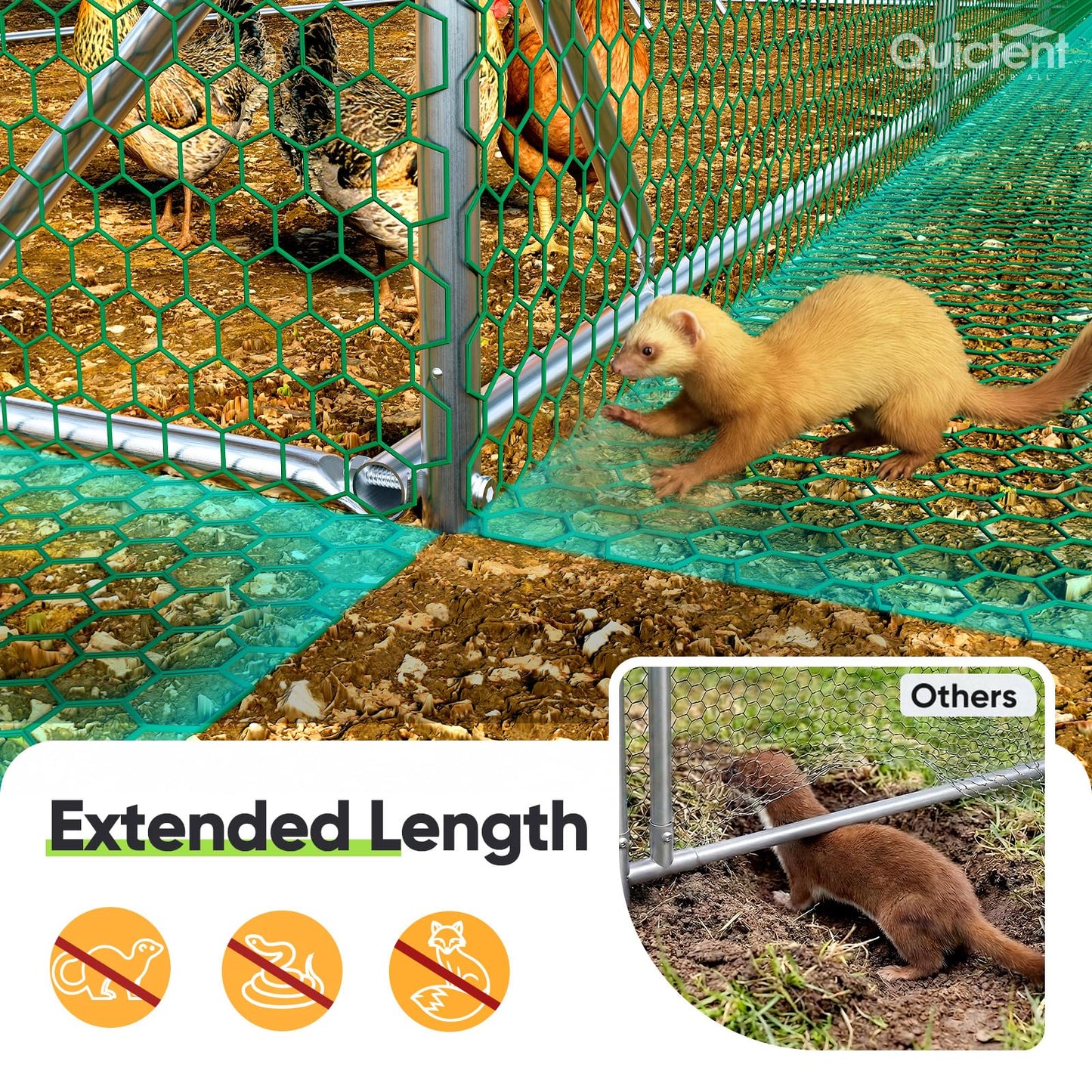 Quictent Essential Series 12x9x6.6ft Metal Chicken Coop Run with Climbing Ladder, Walk-in Outdoor Poultry Cage with PVC Coated Chicken Wire, Hen Duck Rabbit Farm House, Waterproof Anti-UV Cover