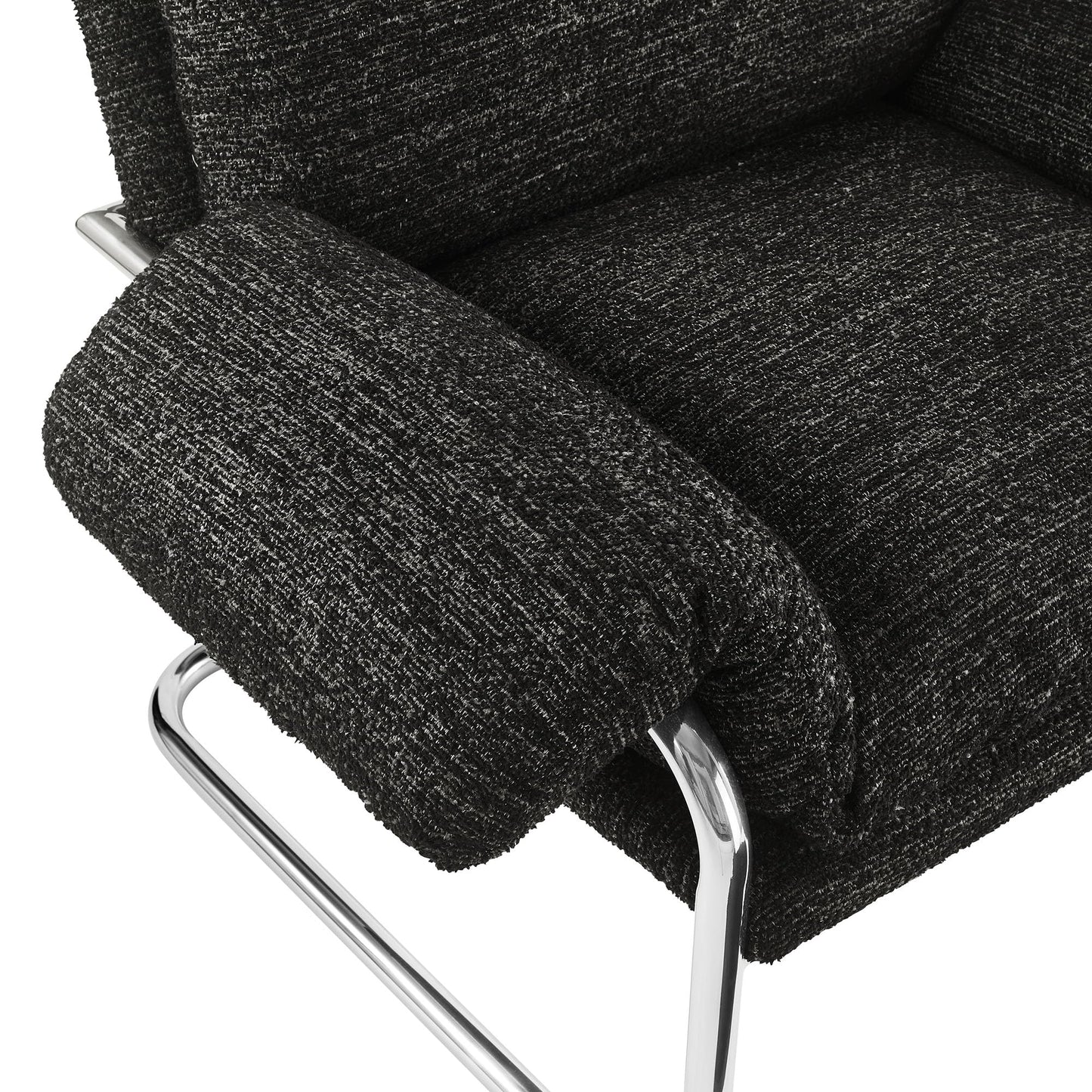 Modway Ansel Boucle Accent Chair in Charcoal - Fabric Lounge Chair for Living Room, Bedroom - Upholstered Corner Reading Chair with Arms and Removable Cushions