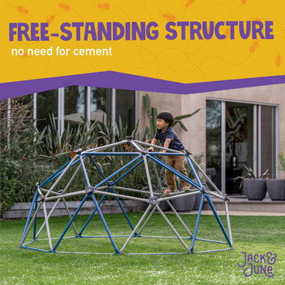 Jack and June Free-Standing Powder-Coated, UV Resistant Steel Jungle Gym Climber, Blue