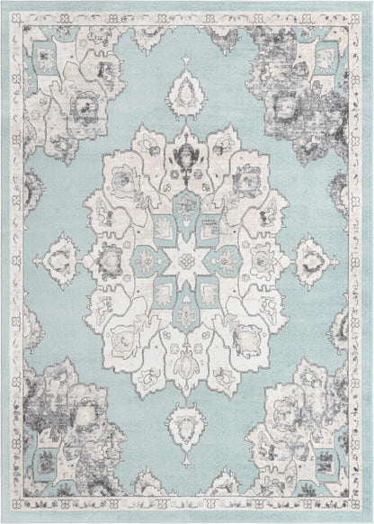 Unique Loom Parker Collection Area Rug - Kokulu (10' x 14' 1" Rectangle, Aqua/ Beige)