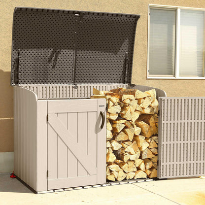 LIFETIME Large Horizontal Outdoor Deck Storage Box, Lockable Spring-Hinge Lid, 561 Gallon Capacity