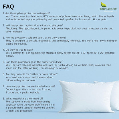 Body Size Pillow Protector, 21" W x 55" L, Waterproof Zippered Pillow Cover, Hypoallergenic Dust Proof Case