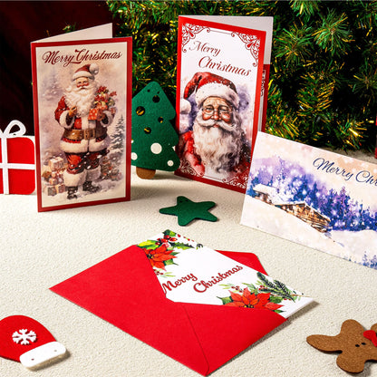 JOYIN 30 PCS Christmas Classic Money Cards with Envelopes, Xmas Money Cards for Gift Holder, Cash Holder Bulk Assorted for Holiday Season, Party Supplies, Snow Holiday