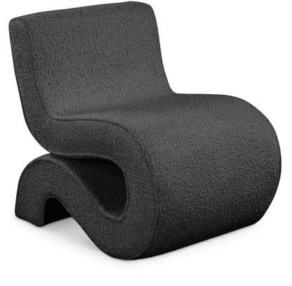 Meridian Furniture 599Black Desiree Collection Modern | Contemporary Boucle Fabric Upholstered Accent Chair with Rich Black Boucle Fabric, Curved Design, 22.5" W x 29" D x 28.5" H, Black