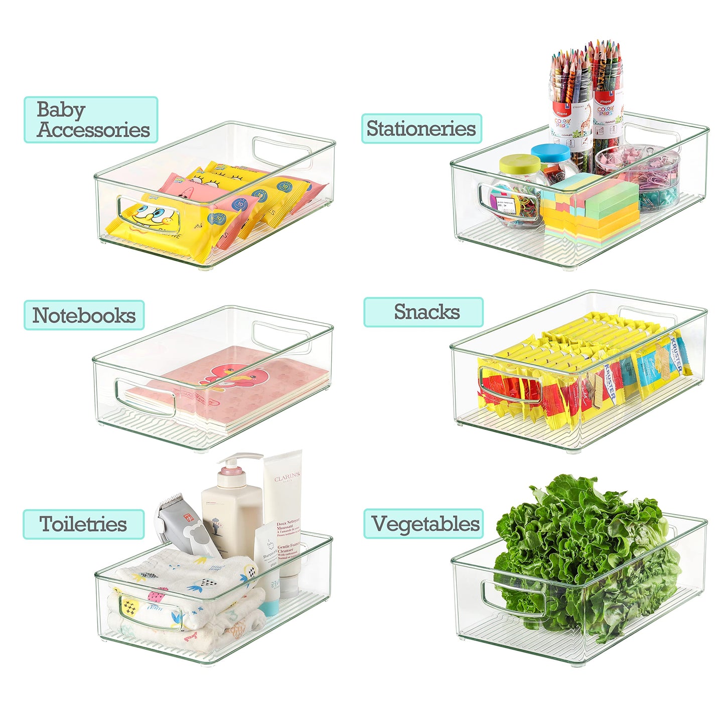 Heyuzb Set of 8 Clear Fridge Organizer Bins, Stackable Refrigerator Organizers and Storage for Fridge, Freezer, Pantry, BPA Free