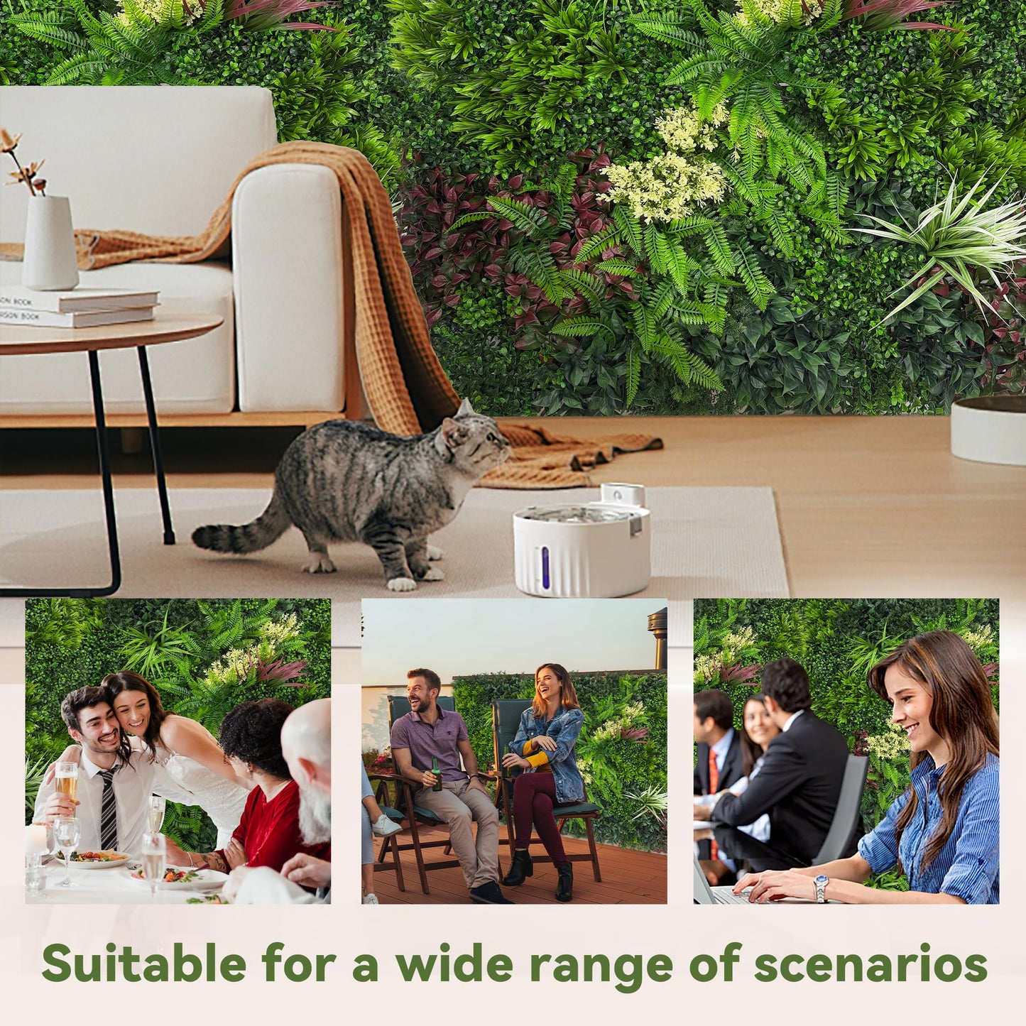 DOPGIB Artificial Grass Wall Boxwood Plant Panel: 20"x20"(24P) UV Resistant Green Leaves Faux for Interior Wall Backdrop,Garden and Indoor Outdoor Wall&Fence Covering Privacy，Party Wall Fence Decor