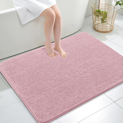 OLANLY Large Bathroom Rugs - Extra Soft Chenille Bath Mats | Quick Dry, Machine Washable, Dusty Rose 40x32