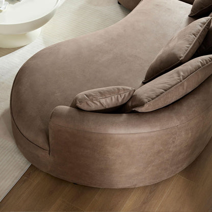 Luxury Left Facing Cloud Couch Oversized 6 Seats Curved Sectional Sofa, Modern Suede Upholstered Sofa Couch with Wide Lounge Chaise and 7 Pillows, Gorgeous Curved Sofa&Couch for Living Room