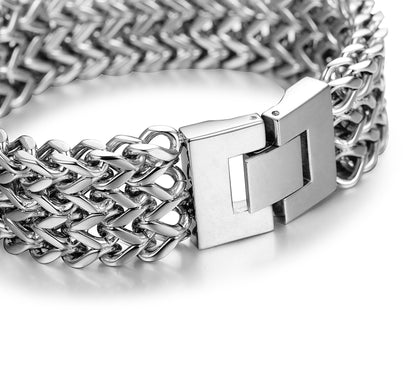 LOYALLOOK Stainless Steel 19MM Cuban Curb Link Chain Men's Bracelets Rock Link Wristband,8.5 Inches