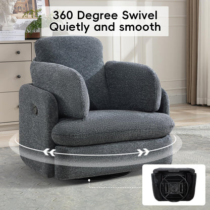 Bonzy Home Manual Recliner Chair Set of 2, 360°Swivel Rocker Recliner Chair for Adults, Overstuffed Nursery Rocking Reclining Sofa with 2 Pillows and Hidden Storage, Dark Grey