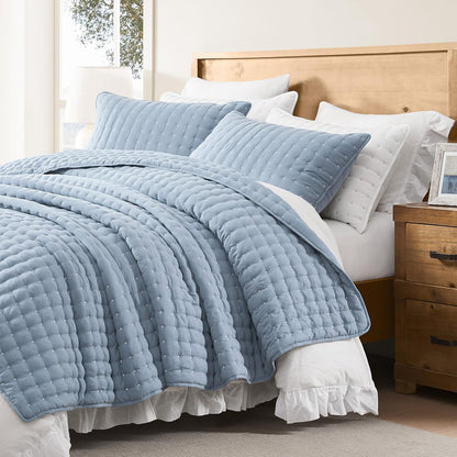 WDCOZY Sets 2 68x90 inches, Twin Quit Size Bedding with Pillow Sham, Lightweight Soft Bedspread Coverlet, Quilted