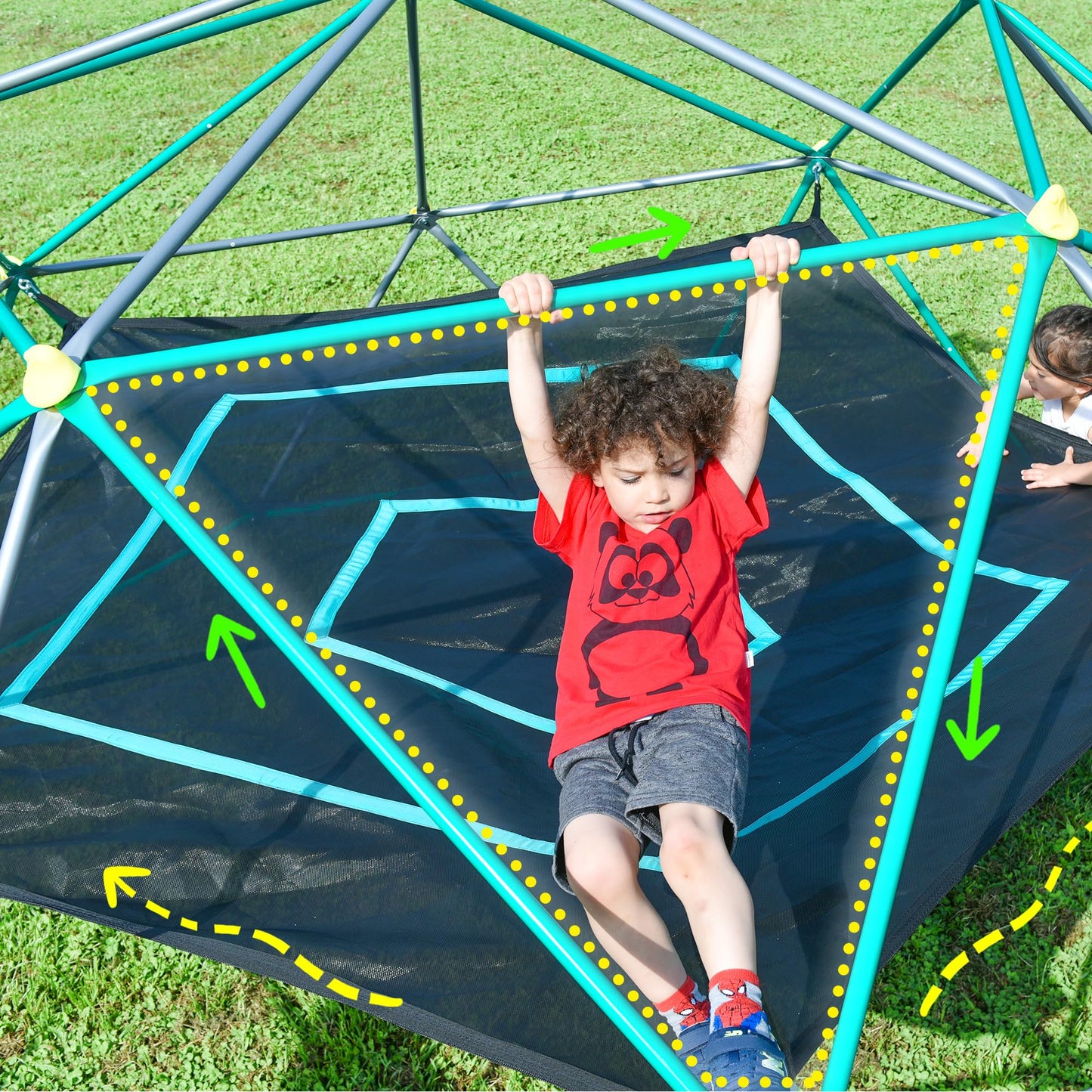 Merax 13FT Climbing Dome with Hammock, Outdoor Geometric Dome Climber Play Center for Kids 3-10 Supporting 1000 lbs, Easy Assembly Jungle Gym