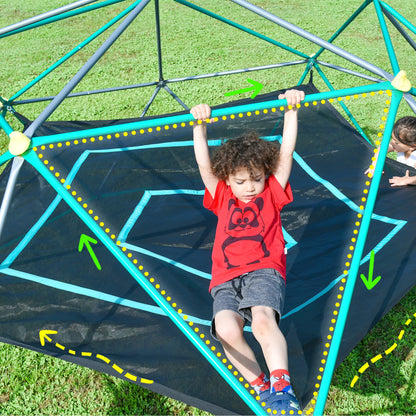 Merax 12FT Climbing Dome with Hammock, Outdoor Geometric Dome Climber Play Center for Kids 3-10 Supporting 1000 lbs, Easy Assembly Jungle Gym