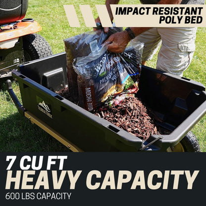 TerraTrek Heavy-Duty Garden Cart on Wheels – 7 Cu. Ft. 2-in-1 Utility Wagon & Wheelbarrow, Push or Tow Design, 600 lb. Capacity, All-Terrain Utility Cart with 13" No-Flat Wheels