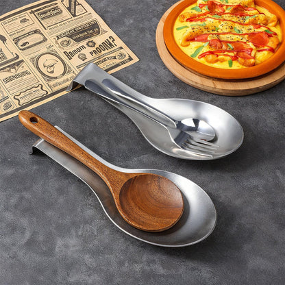 10 Pcs Silver Stainless Steel Spoon Rest, Heavy Duty Utensil Holder for Spatula & Ladle, Dishwasher Safe for Stove Top & Countertop Kitchen Cooking Utensils, 10.24 x 3.86 Inch