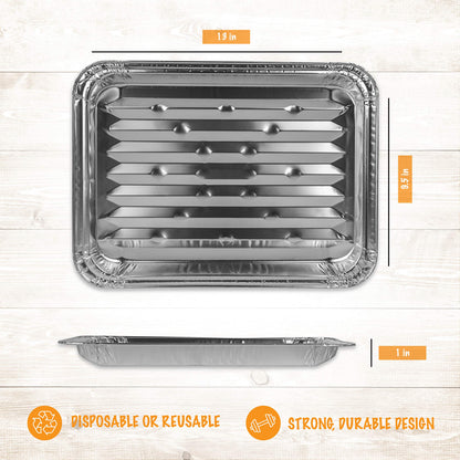 PLASTICPRO Aluminum Grill Pans, Broiler Pans, Grill Liners, Durable with Ribbed Bottom Surface for BBQ, Grill, Texture Disposable,Pack of 20