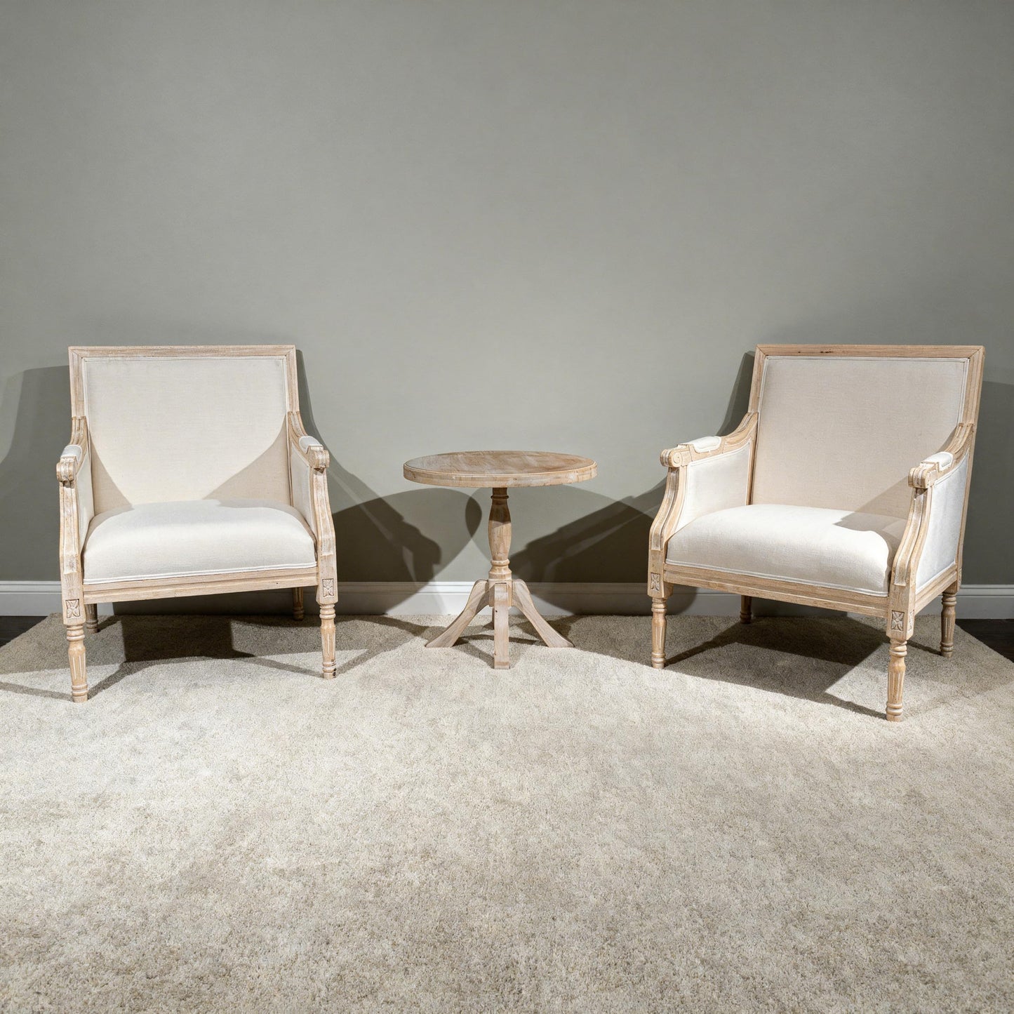 French Accent Chair(Single),Traditional Solid Wood Frame Armchair with Linen Upholstery,Distressed Antique Finish,Foam-Cushioned Seating for Living Room,Bedroom,Office,Reading Nook,Home Décor,Beige