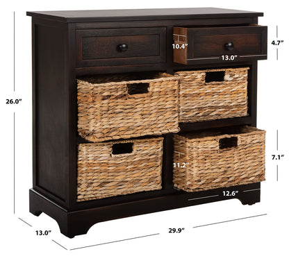 SAFAVIEH Furniture - Herman 2-Drawer Storage Unit - Brown - Solid Wood - Classic Storage Design - Ideal for Living Room, Entryway, Home Office, 29" W x 13" D x 27.5" H - Fully Assembled (AMH5702F)
