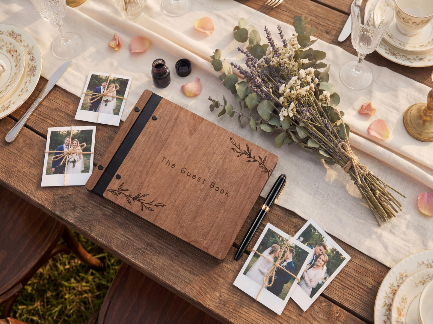Aspen Studio Guest Book with Signing Pen with Photo of Polaroid for Wedding Book and Memorial Occasions Guest Signing Book for Wedding, Memory Guest Book