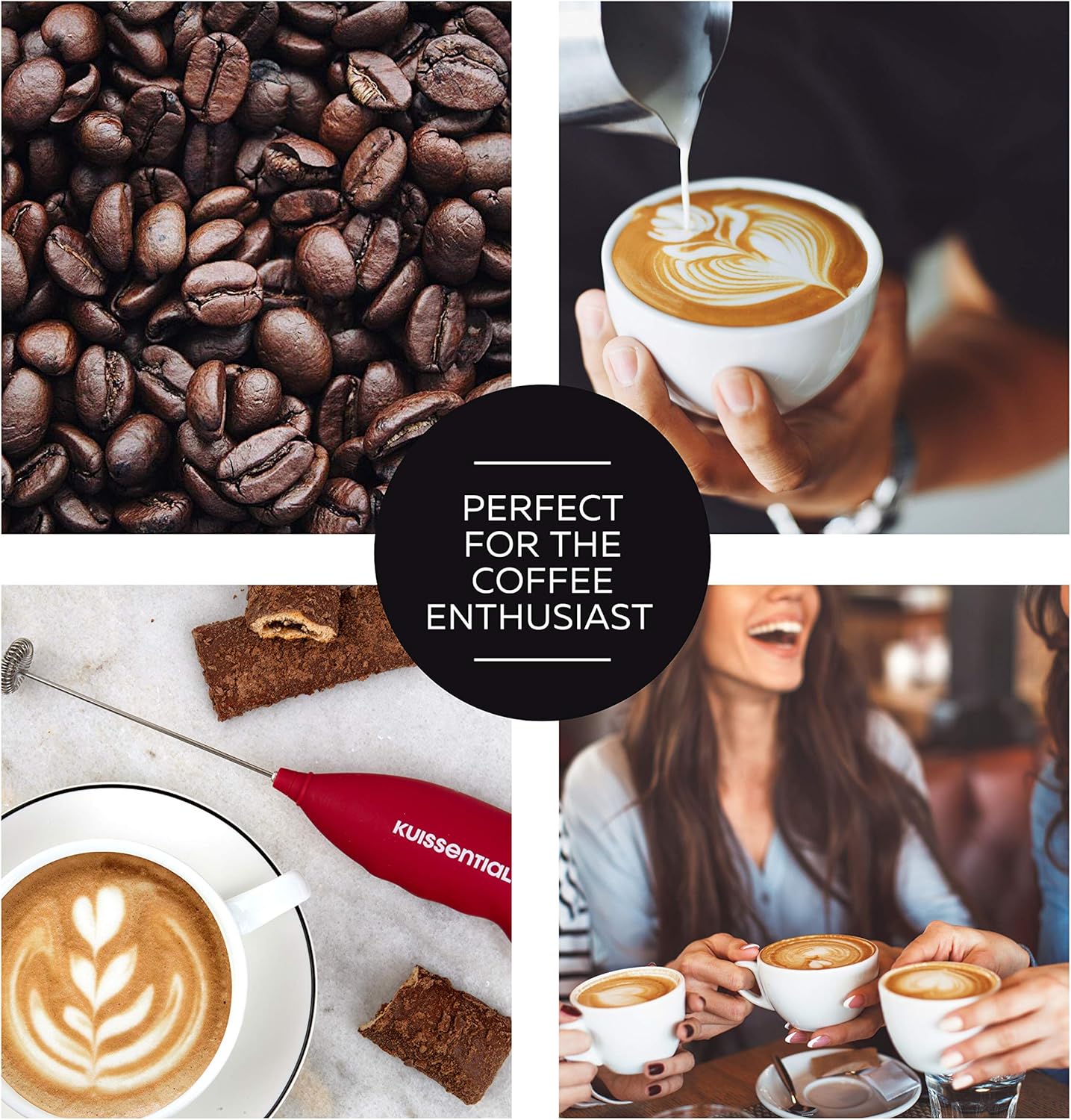 Slickfroth 2.0 Electric Stainless Steel Milk Frother - Powerful Handheld Battery Operated Foam Maker for Coffee, Latte,