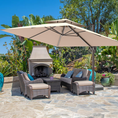 ZLACUIU 10x13FT Cantilever Outdoor Patio Umbrellas, Double Top Large Rectangle Umbrella, Heavy Duty 360° Rotation Offset Outdoor Sun Shade Umbrella for Garden Deck Pool Backyard Patio, Beige