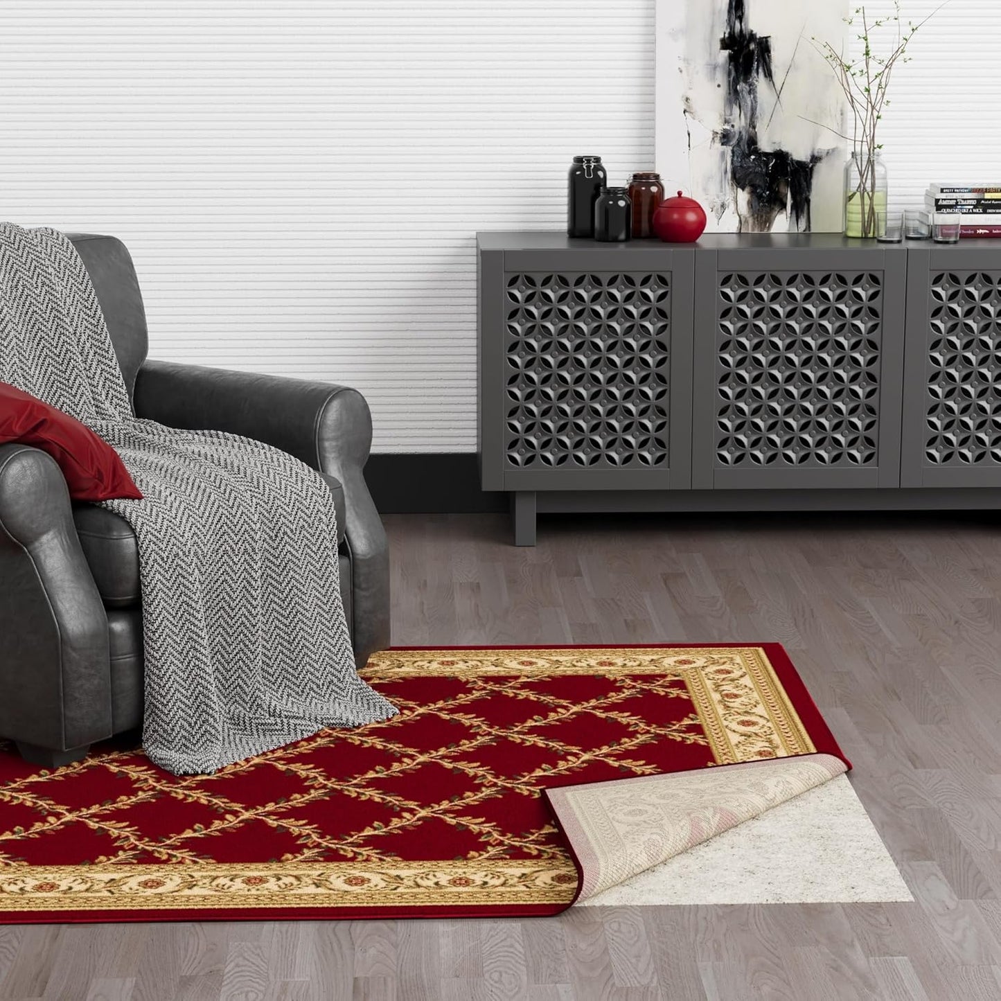 2'7" 7' 1/12 Inch Ottomanson x Non-Slip Rug Pad Gripper Ultra Thin Dual Surface Felt + Rubber Gripper - Safe for All