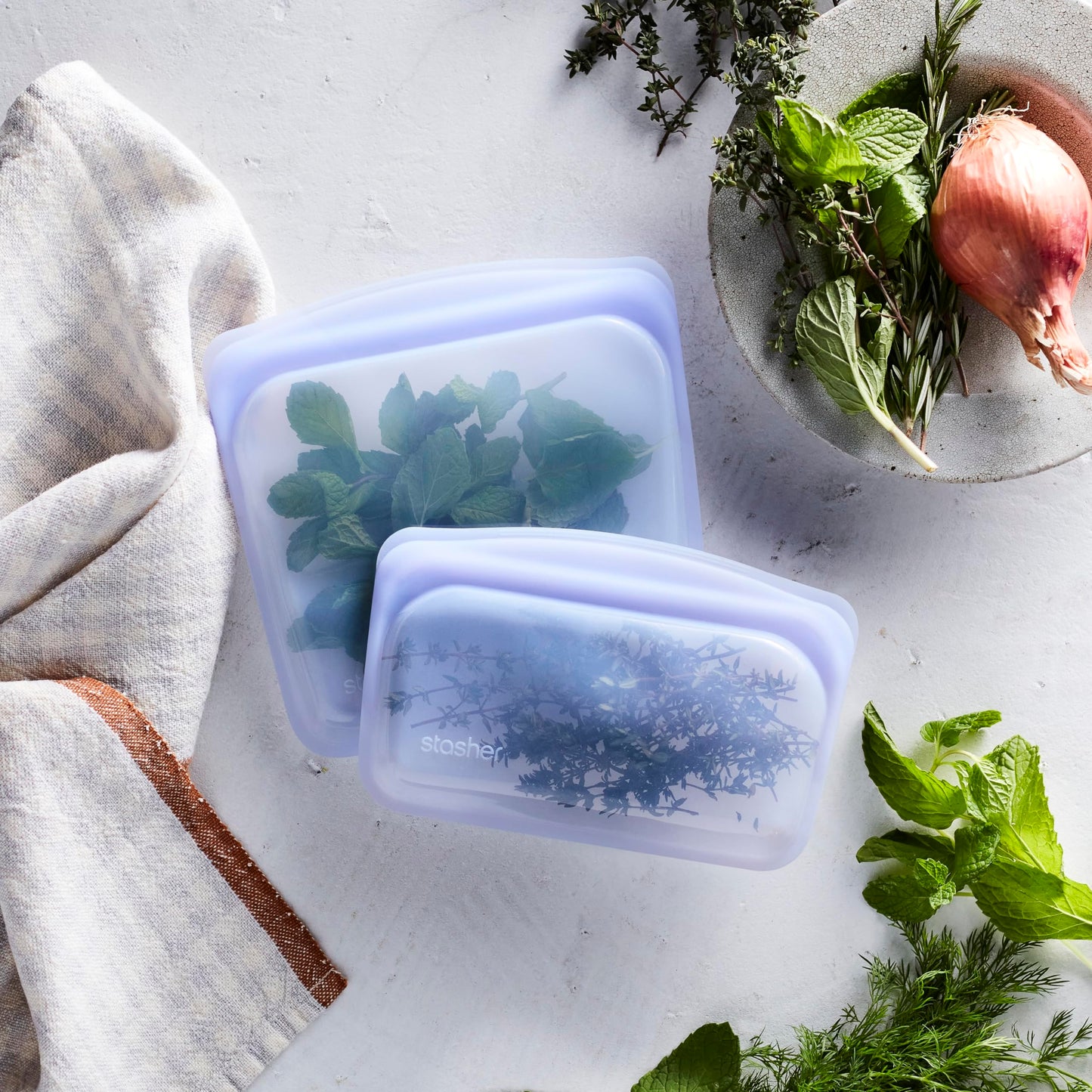 Stasher Premium Silicone Reusable Food Storage Bags, 4-Pack, Endangered Seas, Multi-Use Food Storage Bags, Lunch Bag, Travel Containers, BPA Free, Leak-free, Dishwasher-Safe, Eco-friendly