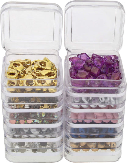 The Beadsmith Personality Case, 2 Clear Square Stacker Jars for Storage of Small Items, Crafts, and Jewelry
