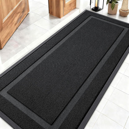 OLANLY Waterproof Front Door Mat - All-Season Indoor/Outdoor Doormat | Sturdy Natural Rubber, 59x23, Jet Black