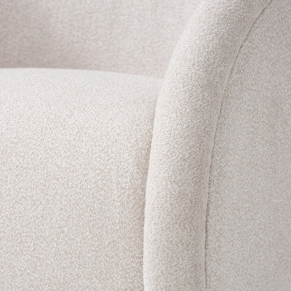Christopher Knight Home Sabbo Swivel Chair with Solid Wood Base, Comfy Swivel Accent Chair with Curved Design, Boucle Upholstered Lounge Sofa Chair for Living Room/Bedroom, Beige + Walnut
