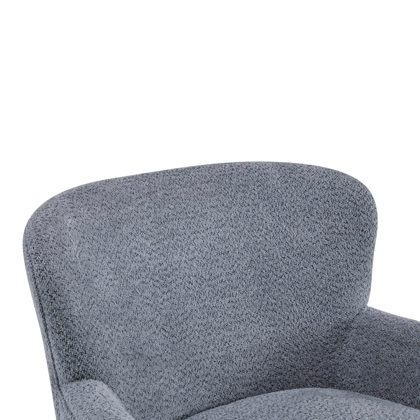 Merax Boucle Club Chair and Ottoman Set, Upholstered Accent Armchair with Ottoman, Modern Barrel Lounge Chair Set with Birch Wood Legs for Living Room Bedroom Office, Dusty Blue