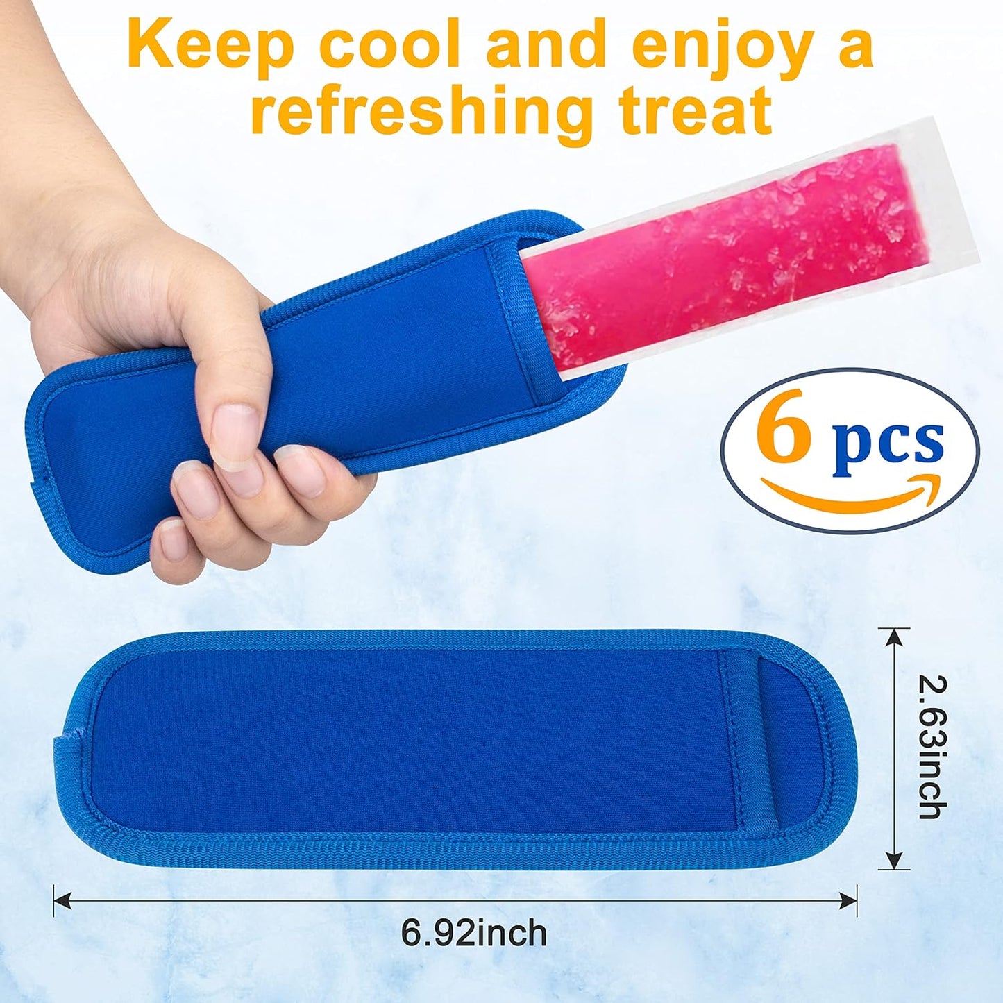 6 Pack Frozen Reusable Popsicles Bags Ice Pop Stick Sleeves for Kids, Popsicles Molds for Reusable Yogurt Tubes