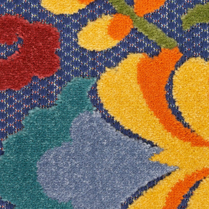 Nourison Home Aloha Navy Multicolor 9' x 12' Area Rug - Easy Clean, Non Shedding, Bed Room, Living Room, Dining Room, Kitchen (9' x 12')