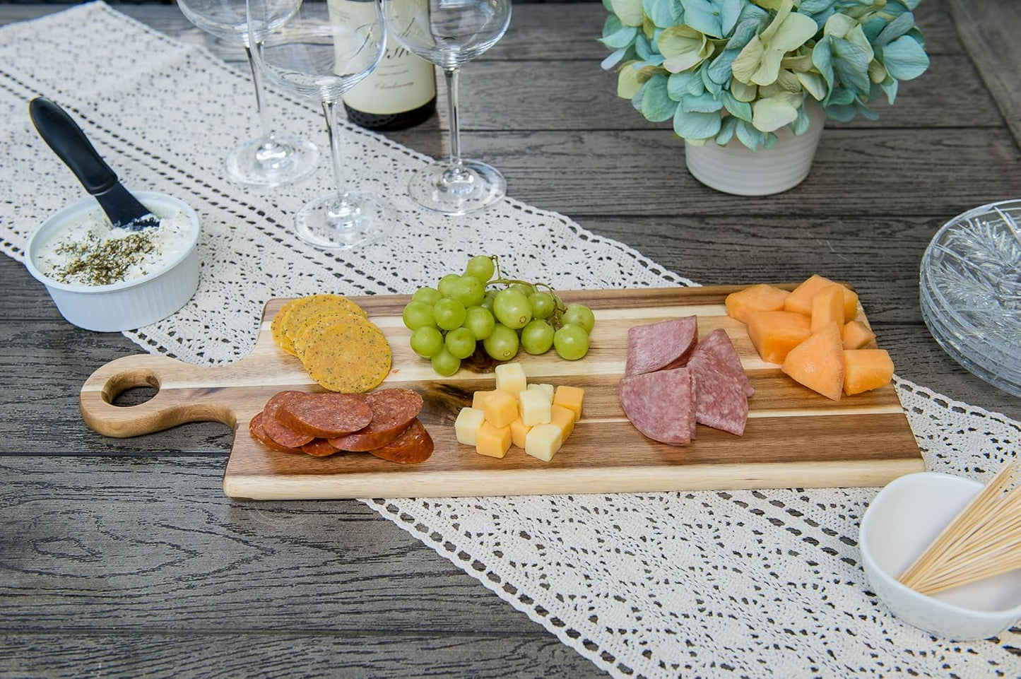 Lipper International Acacia Wood Serving and Cutting Board, 19.75" x 7" x 0.5"