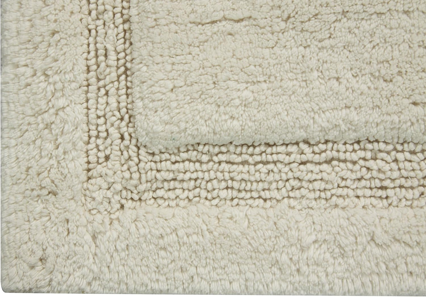 Bath Rug 100% Soft Cotton, 34x21 Inch, Latex Non-Skid Backing, Solid Ivory Color
