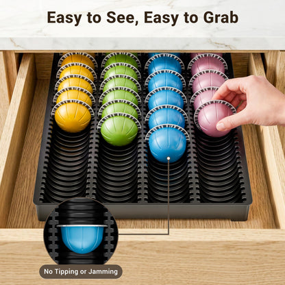 EVERIE Drawer Coffee Pod Organizer for Vertuo Capsules – Holds Up to 40 Large or 52 Small Pods, Space-Saving Insert Tray, Fits Kitchen Cabinets, 15.4" x 10.2" x 1.2"