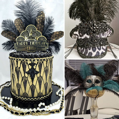 Soarer Black Large Ostrich Feathers - 15 pcs 12-14inch Craft Feathers for Gatsby Wedding Party Centerpieces,Flower Arrangement and Home Decoration.(Black)