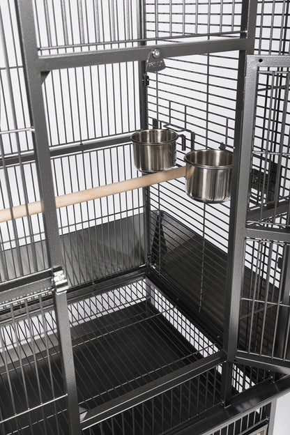 Prevue Pet Products Dometop Bird Cage - for Parrots, Conures, Caiques, Small Cockatoos, Big Bird Cage with Wheels, Indoor or Outdoor - Large, Black Hammertone