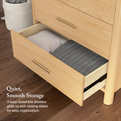 Bush Home Vera 3 Drawer Dresser, Bedroom Storage Furniture, Vera Collection, Natural White Oak