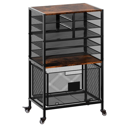 EasyPAG Rolling Cart with Storage Drawer, Under Desk Filling Cabinet with Mail Sorter, Pull Out Hanging File Rack for Letter Size Folders, Mobile Utility Craft Cart for Home Office, Black