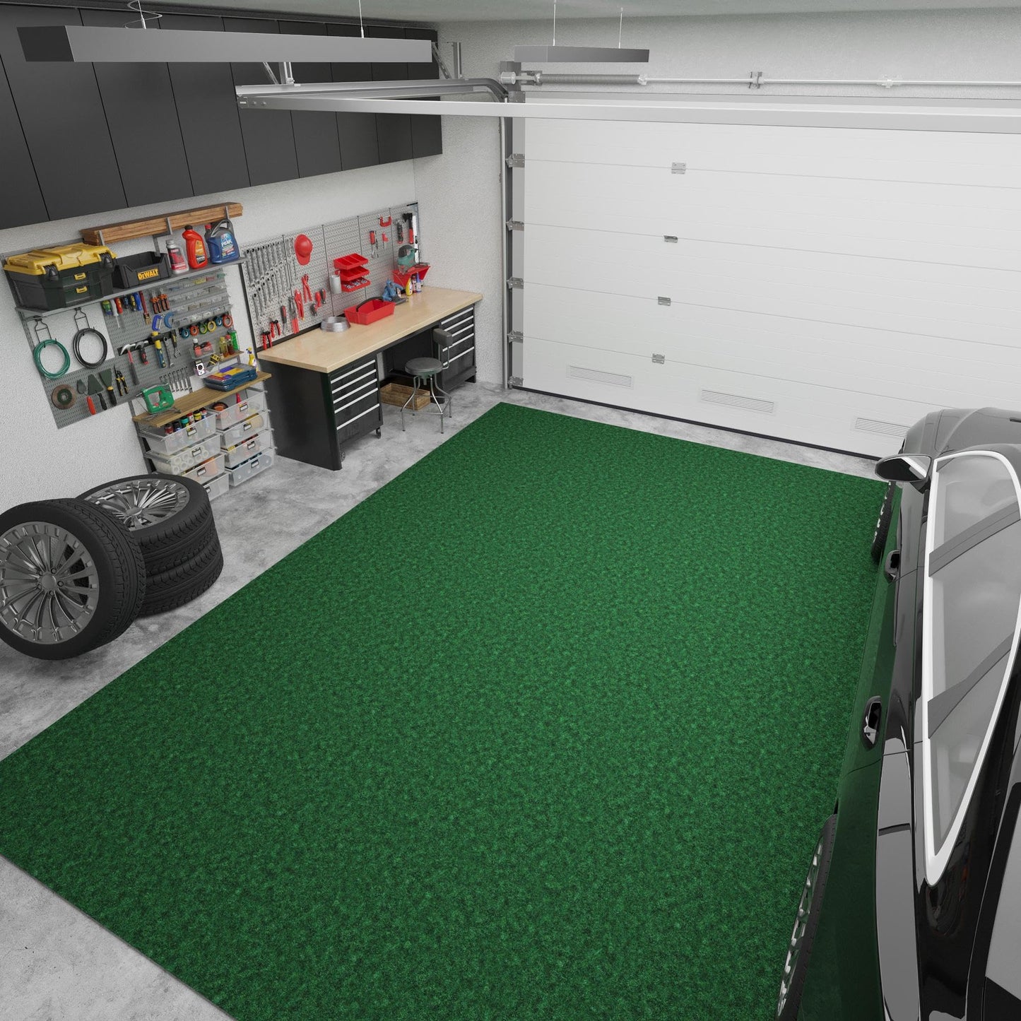 Ottomanson 6'6" x 51' Hallway Runner - Extra Durable Non-Slip Rug Mat for Indoor & Outdoor Use - Ideal for Kitchen, Entryway & Garage - High-Traffic Carpet, Green