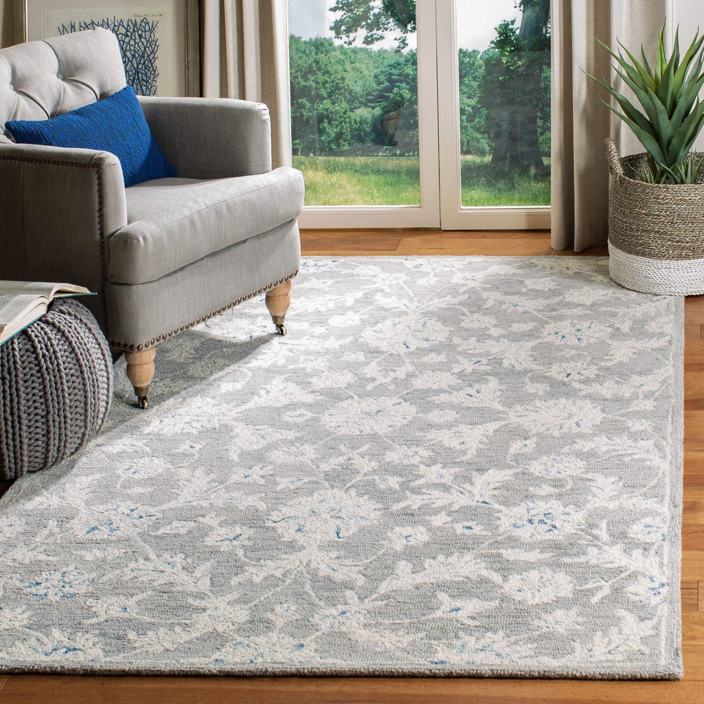 SAFAVIEH Micro-Loop Collection 10' x 14' GreyIvory MLP506F Handmade Country Cottage Premium Wool Living Room Dining Bedroom Area Rug