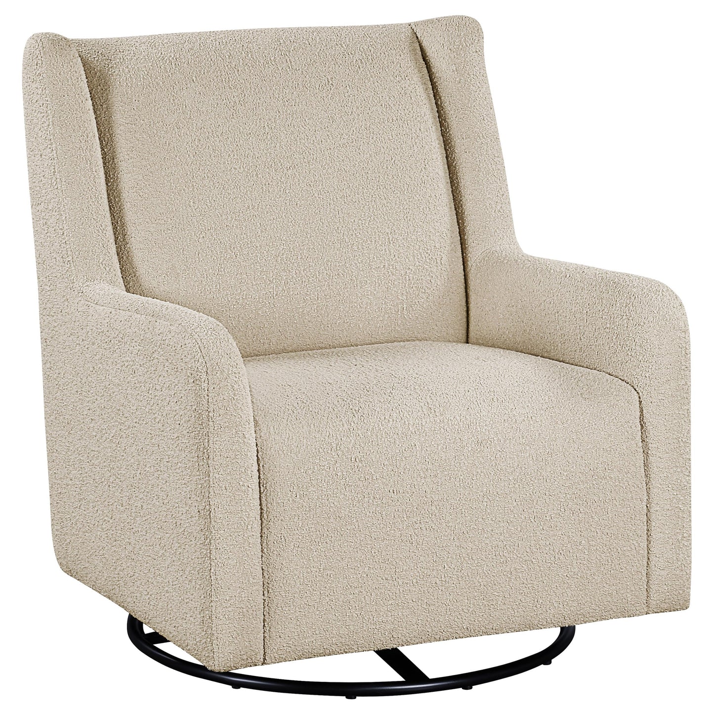 Coaster Home Furnishings - Serra - Wood - Boucle Upholstered Swivel Glider Accent Chair with 360-Degree Base, Gentle Gliding Motion and Transitional Style - Living Room - Sandy Beige - 902453