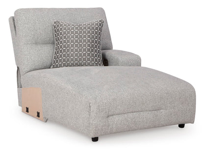 Signature Design by Ashley Acklen Place Modern U-Shaped Modular Stain-Resistant 6-Piece Power Reclining Sectional with Chaise, Adjustable Headrest, USB Charging Ports and Console, Light Gray
