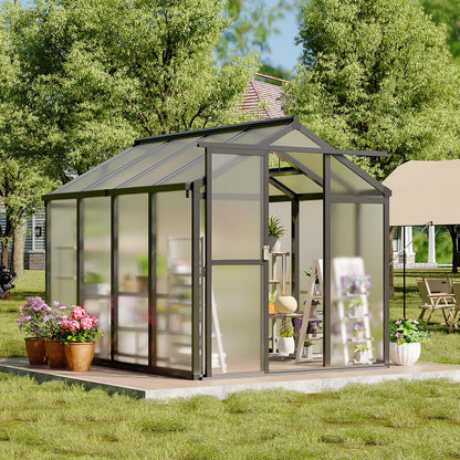 Garvee 6 X 8 Ft Greenhouse, Greenhouses for Outside, Polycarbonate Greenhouse with Aluminum Frame, Lockable Door and Ajustable Roof Vent for Backyard, Green Houses for Outside Garden Backyard, Patio