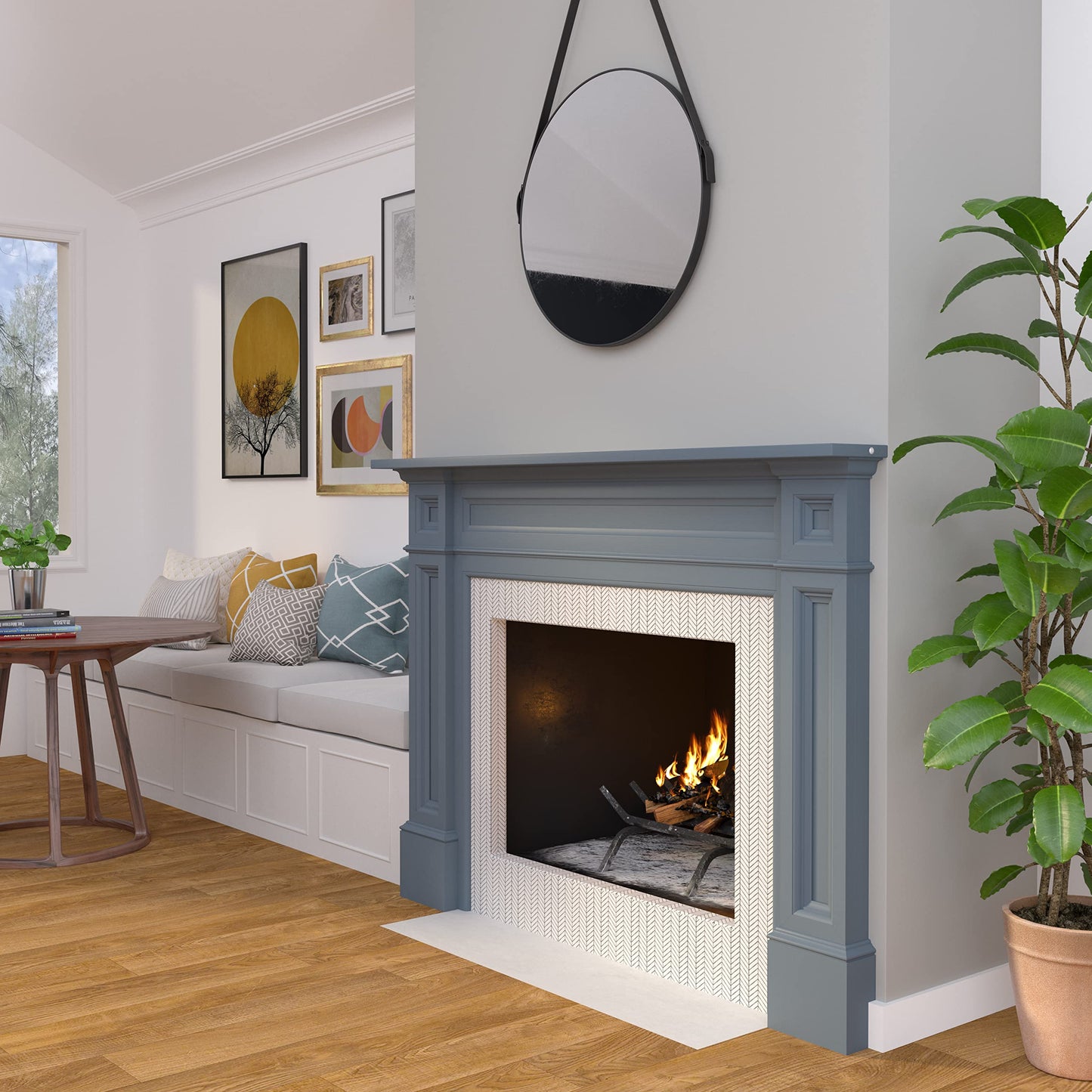 Pearl Mantels ARYB50140 Rich Architectural Quality Wood Mantel Surround, 50"W x 42"H, Unfinished