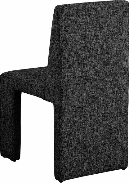 Meridian Furniture 751Black-C Benson Collection Art Deco Dining Chair with Rich Black Linen Textured Fabric Upholstery, Fabric with Weave, Iron Inner Frame, 18.5" W x 22.5" D x 35" H, Black, Set of 2