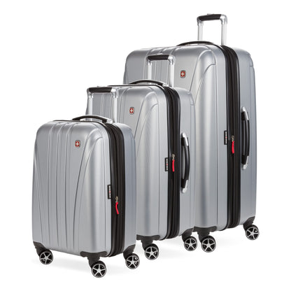 SwissGear 7585 Hardside Expandable Luggage with Spinner Wheels, Silver, 3-Piece Set (19/23/27)